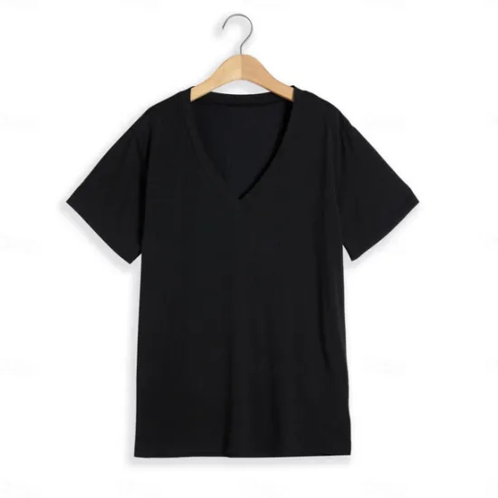 New OUKU Men's T Shirt Tee Top Short Sleeves V Neck Summer Plain Designer Basic Modern Contemporary Vacation Street Going out Navy Black White Top Tee for Men