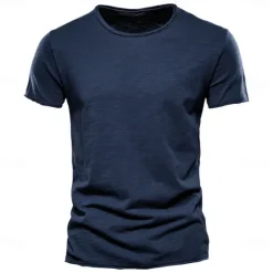 Discount OUKU Men's T Shirt Tee Top Short Sleeves Crew Neck Summer Plain Fashion Designer Basic Classic Style Vacation Street Going out Black White Pink Top Tee for Men