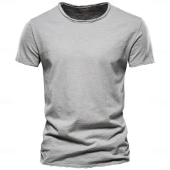 Discount OUKU Men's T Shirt Tee Top Short Sleeves Crew Neck Summer Plain Fashion Designer Basic Classic Style Vacation Street Going out Black White Pink Top Tee for Men