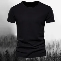 Discount OUKU Men's T Shirt Tee Top Short Sleeves Crew Neck Summer Plain Fashion Designer Basic Classic Style Vacation Street Going out Black White Pink Top Tee for Men