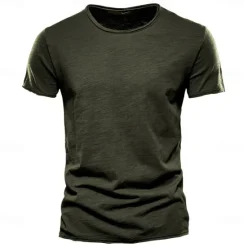 Discount OUKU Men's T Shirt Tee Top Short Sleeves Crew Neck Summer Plain Fashion Designer Basic Classic Style Vacation Street Going out Black White Pink Top Tee for Men