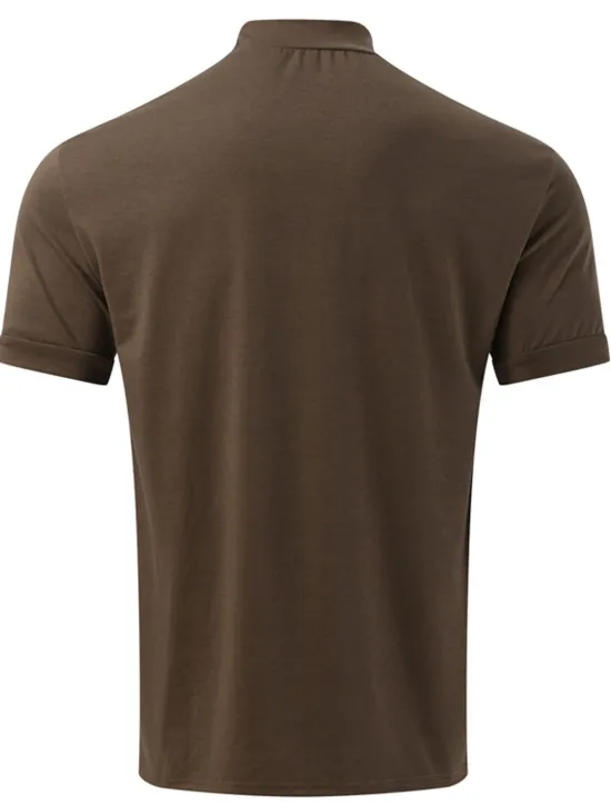Clearance OUKU Men's T Shirt Tee Top Short Sleeves Turtleneck Summer Plain Fashion Designer Basic Knitting Vacation Street Going out Black White Brown Top Tee for Men