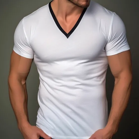 Sale OUKU Men's T Shirt Tee Top Short Sleeves V Neck Summer Plain Fashion Designer Basic Vacation Street Going out Black White Khaki Top Tee for Men