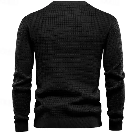 Sale OUKU Men's T Shirt Tee Waffle Knit Tee Tee Top Long Sleeve Crew Neck Spring & Fall Plain Fashion Designer Basic Vacation Street Going out Black White Dark Gray Top Tee for Men