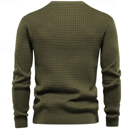 Sale OUKU Men's T Shirt Tee Waffle Knit Tee Tee Top Long Sleeve Crew Neck Spring & Fall Plain Fashion Designer Basic Vacation Street Going out Black White Dark Gray Top Tee for Men