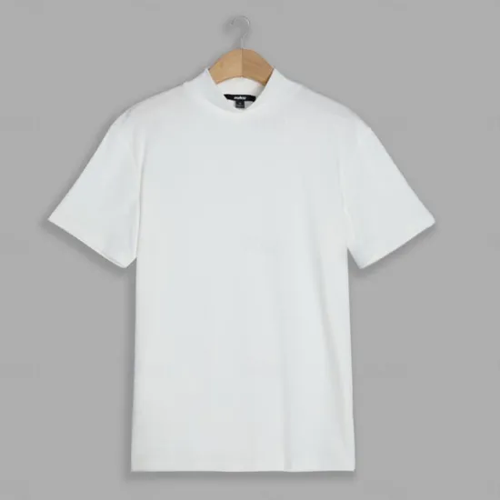 OUKU Men's T Shirt Turtleneck shirt Short Sleeve Stand Collar Summer Spring Plain Fashion Casual Comfortable Vacation Street Holiday Black White Red Top Tee for Men
