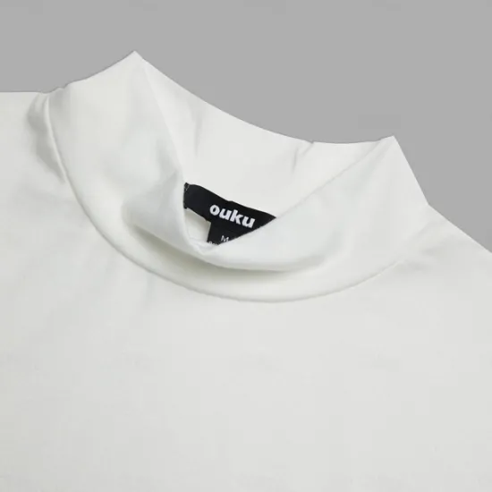 OUKU Men's T Shirt Turtleneck shirt Short Sleeve Stand Collar Summer Spring Plain Fashion Casual Comfortable Vacation Street Holiday Black White Red Top Tee for Men