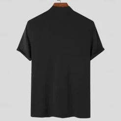 Discount OUKU Men's T Shirt Turtleneck shirt Short Sleeve Turtleneck Summer Spring Plain Fashion Casual Comfortable Soft Home Causal Weekend Black White Gray Top Tee for Men