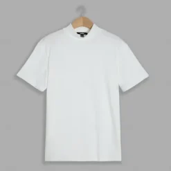 Sale OUKU Men's T Shirt Turtleneck shirt Short Sleeve Stand Collar Summer Spring Plain Fashion Casual Comfortable Classic Vacation Street Holiday White Gray Green Top Tee for Men