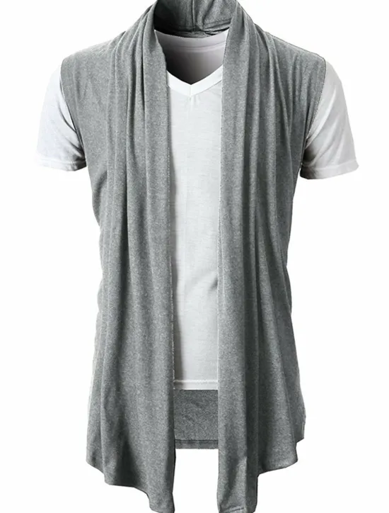 Best OUKU Men's T Shirt Undershirt Sleeveless Stand Collar Plain Vests Black Army Green Light Grey Top Tee for Men