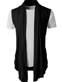 Best OUKU Men's T Shirt Undershirt Sleeveless Stand Collar Plain Vests Black Army Green Light Grey Top Tee for Men
