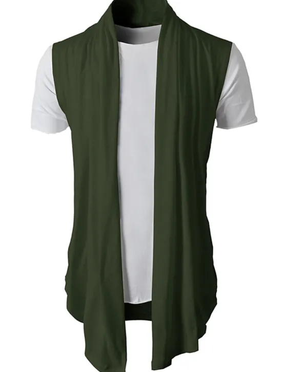 Best OUKU Men's T Shirt Undershirt Sleeveless Stand Collar Plain Vests Black Army Green Light Grey Top Tee for Men