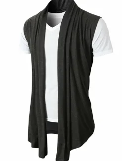 Best OUKU Men's T Shirt Undershirt Sleeveless Stand Collar Plain Vests Black Army Green Light Grey Top Tee for Men