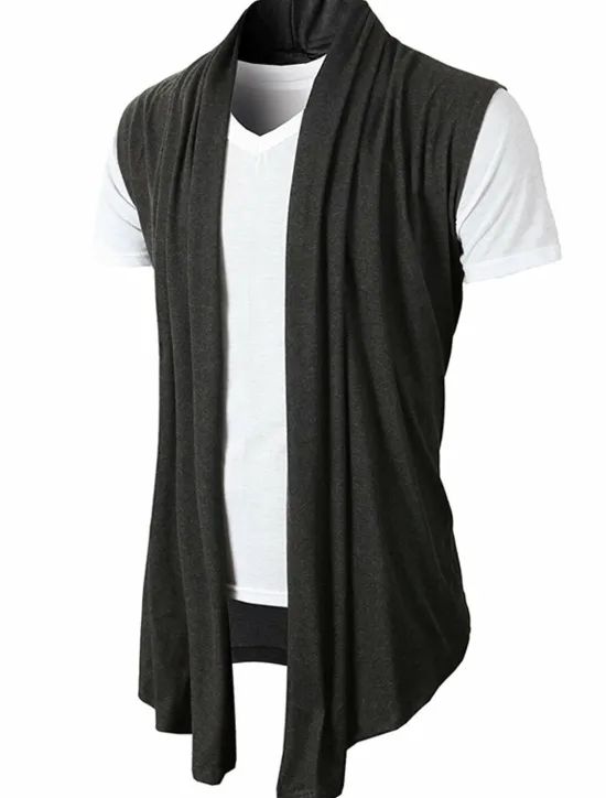 Best OUKU Men's T Shirt Undershirt Sleeveless Stand Collar Plain Vests Black Army Green Light Grey Top Tee for Men