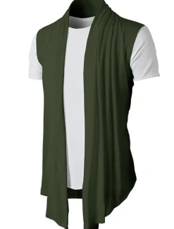 Best OUKU Men's T Shirt Undershirt Sleeveless Stand Collar Plain Vests Black Army Green Light Grey Top Tee for Men