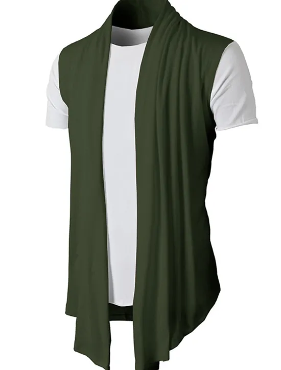 Best OUKU Men's T Shirt Undershirt Sleeveless Stand Collar Plain Vests Black Army Green Light Grey Top Tee for Men