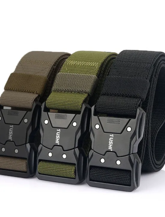 Discount OUKU Men's Tactical Belt Buckle Black Royal Blue Polyester Retro Traditional Plain Daily Wear Going out Weekend