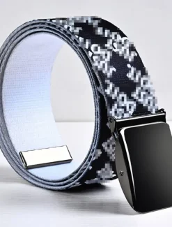 New OUKU Men's Tactical Belt Canvas Belt Black White Canvas Plain Daily Wear Going out Weekend