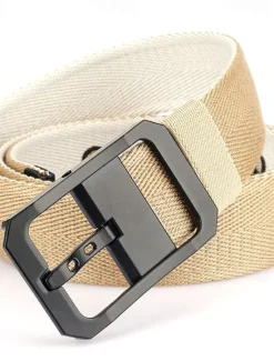 Outlet OUKU Men's Tactical Belt Canvas Belt Nylon Belt Waist Belt Black White Alloy Durable Adjustable Plain Outdoor Daily