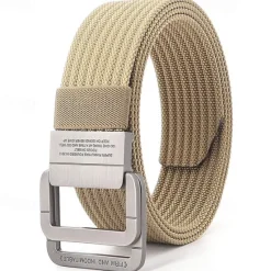 Discount OUKU Men's Tactical Belt Frame Buckle black red jumper Khaki Jumper Fashion Sporty Casual Daily