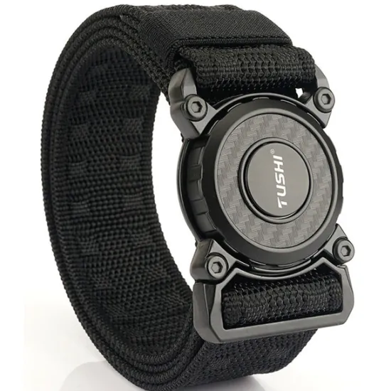 Hot OUKU Men's Tactical Belt Nylon Web Work Belt Black Blue Canvas Retro Traditional Plain Daily Wear Going out Weekend