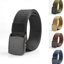 Sale OUKU Men's Tactical Belt Nylon Web Work Belt Black Kakhi Nylon Plain Daily Wear Going out Weekend