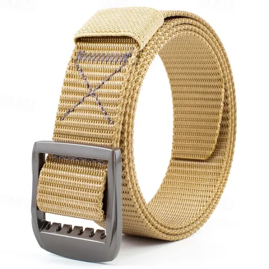 Online OUKU Men's Tactical Belt Nylon Web Work Belt Black Kakhi Nylon Alloy Plain Daily Wear Going out Weekend
