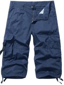 Discount OUKU Men's Tactical Cargo Chinos Patchwork Multi Pocket Solid Colored Windproof Breathable Short Casual Daily Cotton Basic Shorts Black Yellow Inelastic