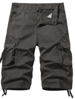 Discount OUKU Men's Tactical Cargo Chinos Patchwork Multi Pocket Solid Colored Windproof Breathable Short Casual Daily Cotton Basic Shorts Black Yellow Inelastic