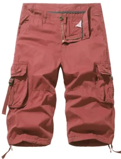 Discount OUKU Men's Tactical Cargo Chinos Patchwork Multi Pocket Solid Colored Windproof Breathable Short Casual Daily Cotton Basic Shorts Black Yellow Inelastic