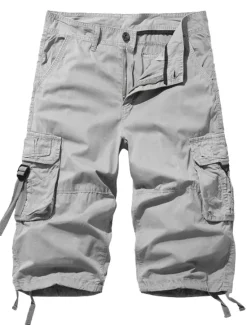 Discount OUKU Men's Tactical Cargo Chinos Patchwork Multi Pocket Solid Colored Windproof Breathable Short Casual Daily Cotton Basic Shorts Black Yellow Inelastic