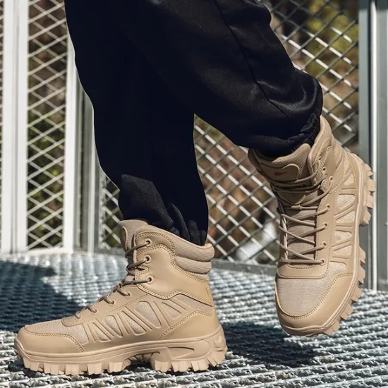 OUKU Men's Tactical Combat Boots with Rugged Non-Slip Soles – Durable and Breathable Military-Style Footwear for Hiking, Work, and Outdoor Activities