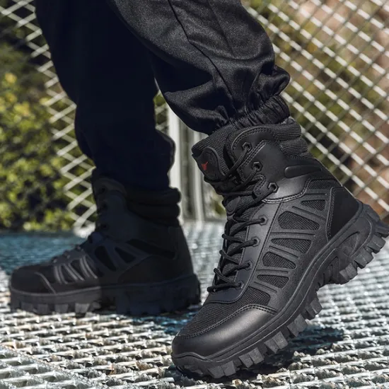 OUKU Men's Tactical Combat Boots with Rugged Non-Slip Soles – Durable and Breathable Military-Style Footwear for Hiking, Work, and Outdoor Activities