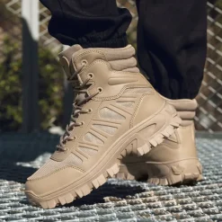 OUKU Men's Tactical Combat Boots with Rugged Non-Slip Soles – Durable and Breathable Military-Style Footwear for Hiking, Work, and Outdoor Activities