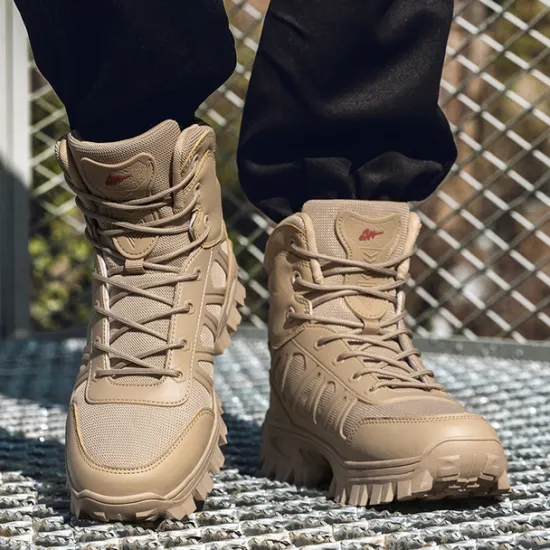 OUKU Men's Tactical Combat Boots with Rugged Non-Slip Soles – Durable and Breathable Military-Style Footwear for Hiking, Work, and Outdoor Activities