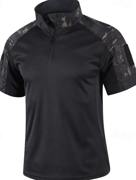 Outlet OUKU Men's Tactical Polo Outdoor Shirt Sports & Outdoor Daily Banded Collar Short Sleeve Fashion Basic Color Block Patchwork Summer Regular Fit Black Light Green Dark Green Green Khaki Army Green Tactical