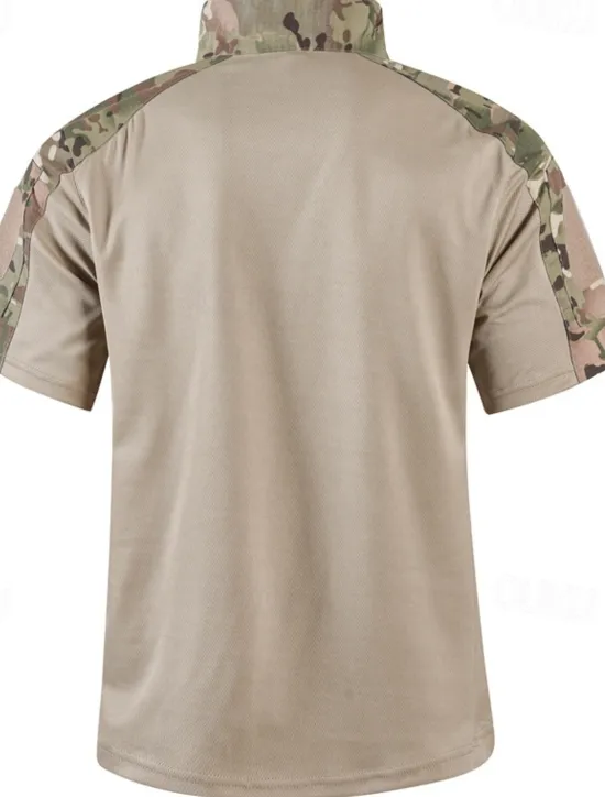 Outlet OUKU Men's Tactical Polo Outdoor Shirt Sports & Outdoor Daily Banded Collar Short Sleeve Fashion Basic Color Block Patchwork Summer Regular Fit Black Light Green Dark Green Green Khaki Army Green Tactical