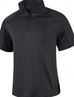 Outlet OUKU Men's Tactical Polo Outdoor Shirt Sports & Outdoor Daily Banded Collar Short Sleeve Fashion Basic Color Block Patchwork Summer Regular Fit Black Light Green Dark Green Green Khaki Army Green Tactical