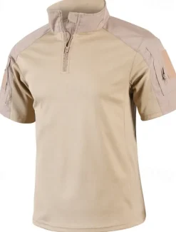 Outlet OUKU Men's Tactical Polo Outdoor Shirt Sports & Outdoor Daily Banded Collar Short Sleeve Fashion Basic Color Block Patchwork Summer Regular Fit Black Light Green Dark Green Green Khaki Army Green Tactical