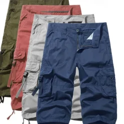Outlet OUKU Men's Tactical Shorts Capri Cargo Shorts Cargo Shorts Capri Pants Hiking Shorts Buttons Multi Pocket Plain Wearable Calf-Length Outdoor Daily Going out Fashion Classic Lake blue Black