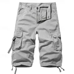 Outlet OUKU Men's Tactical Shorts Capri Cargo Shorts Cargo Shorts Capri Pants Hiking Shorts Buttons Multi Pocket Plain Wearable Calf-Length Outdoor Daily Going out Fashion Classic Lake blue Black