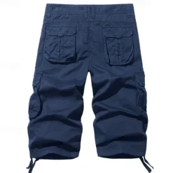 Outlet OUKU Men's Tactical Shorts Capri Cargo Shorts Cargo Shorts Capri Pants Hiking Shorts Buttons Multi Pocket Plain Wearable Calf-Length Outdoor Daily Going out Fashion Classic Lake blue Black
