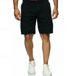 Clearance OUKU Men's Tactical Shorts Cargo Shorts Shorts Drawstring Elastic Waist Multi Pocket Plain Wearable Short Outdoor Daily Camping & Hiking Fashion Classic Black Navy Blue