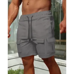Best OUKU Men's Tactical Shorts Cargo Shorts Shorts Bermuda shorts Casual Shorts Drawstring Multi Pocket Straight Leg Plain Breathable Knee Length Outdoor Casual Fashion Streetwear Black Green Micro-elastic
