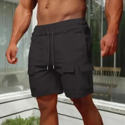 Best OUKU Men's Tactical Shorts Cargo Shorts Shorts Bermuda shorts Casual Shorts Drawstring Multi Pocket Straight Leg Plain Breathable Knee Length Outdoor Casual Fashion Streetwear Black Green Micro-elastic