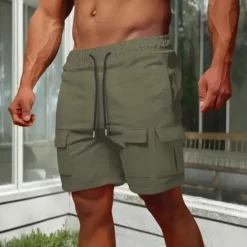 Best OUKU Men's Tactical Shorts Cargo Shorts Shorts Bermuda shorts Casual Shorts Drawstring Multi Pocket Straight Leg Plain Breathable Knee Length Outdoor Casual Fashion Streetwear Black Green Micro-elastic
