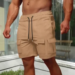 Best OUKU Men's Tactical Shorts Cargo Shorts Shorts Bermuda shorts Casual Shorts Drawstring Multi Pocket Straight Leg Plain Breathable Knee Length Outdoor Casual Fashion Streetwear Black Green Micro-elastic
