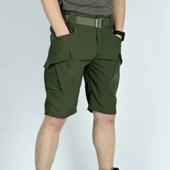 Online OUKU Men's Tactical Shorts Cargo Shorts Shorts Hiking Shorts Buttons Elastic Waist Multi Pocket Plain Wearable Knee Length Outdoor Daily Camping & Hiking Fashion Classic Black Green