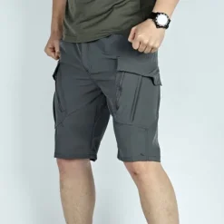 Online OUKU Men's Tactical Shorts Cargo Shorts Shorts Hiking Shorts Buttons Elastic Waist Multi Pocket Plain Wearable Knee Length Outdoor Daily Camping & Hiking Fashion Classic Black Green