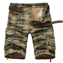 Outlet OUKU Men's Tactical Shorts Cargo Shorts Shorts Pocket Plaid Comfort Breathable Outdoor Daily Going out Fashion Casual Green Khaki